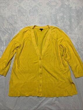 Talbots Canary Yellow Plus Size Lightweight Cardigan Sweater Size 1X Minimalist